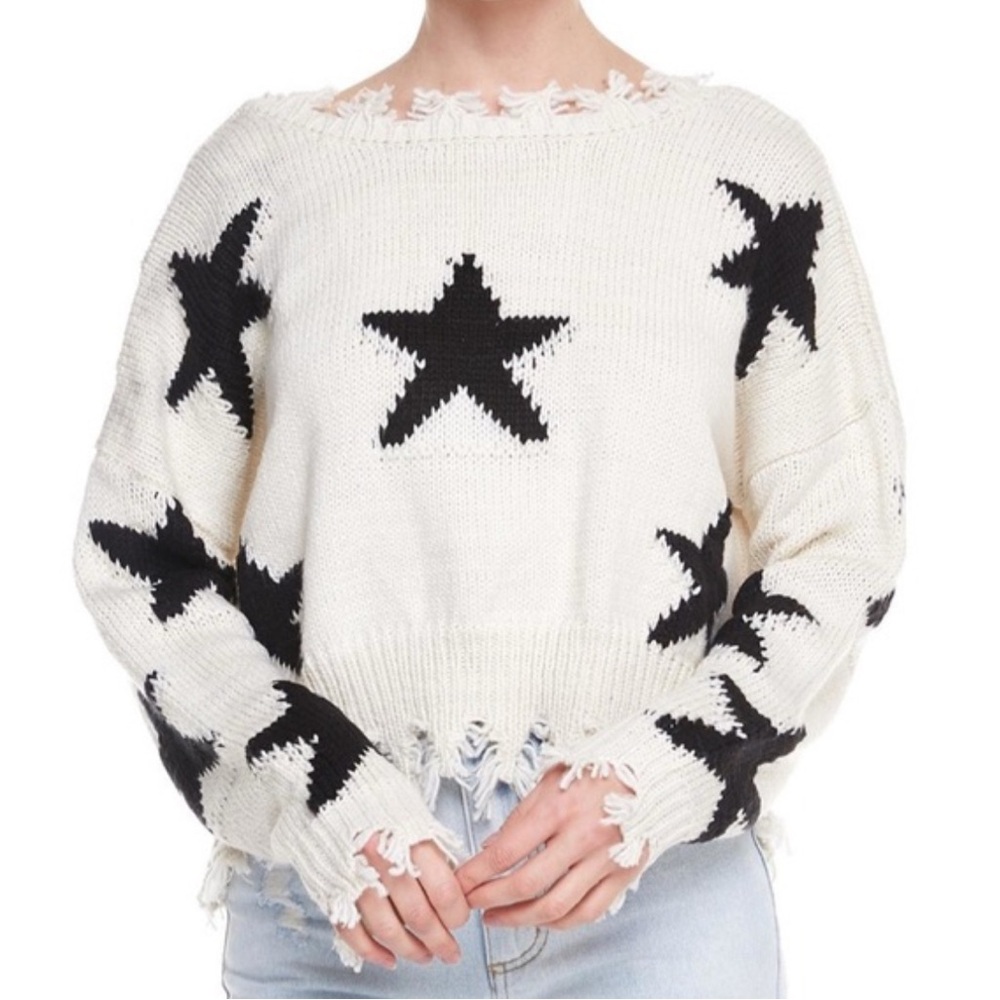 Storia Black and White Star Sweater